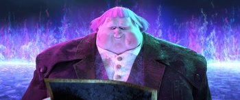 Movie still from “Puss in Boots: The Last Wish” (2022), directed by Januel Mercado – A character from the movie hotel transylvania; Medium shot, Low angle