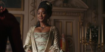 Movie still from “Queen Charlotte: A Bridgerton Story” (2023), directed by Tom Verica – Medium shot, Low angle