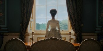Movie still from “Queen Charlotte: A Bridgerton Story” (2023), directed by Tom Verica – Medium shot, Low angle