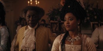 Movie still from “Queen Charlotte: A Bridgerton Story” (2023), directed by Tom Verica – Close Up shot, Over the shoulder angle