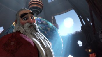 Movie still from “Rise of the Guardians” (2012), directed by Peter Ramsey – An image of an animated character looking at the camera; Medium shot, Low angle