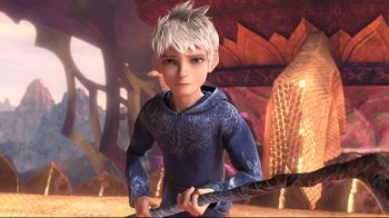 Movie still from “Rise of the Guardians” (2012), directed by Peter Ramsey – A young boy holding a sword in his hands; Medium shot, Over the shoulder angle