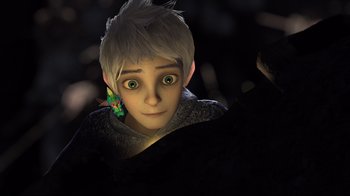 Movie still from “Rise of the Guardians” (2012), directed by Peter Ramsey – A person with a flower in their ear; Close Up shot, Over the shoulder angle