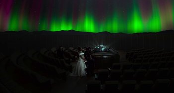 Movie still from “Sandy Wexler” (2017), directed by Steven Brill – Extreme Wide shot, High angle