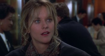 Movie still from “Sleepless in Seattle” (1993), directed by Nora Ephron – A person wearing a jacket; Close Up shot, Over the shoulder angle