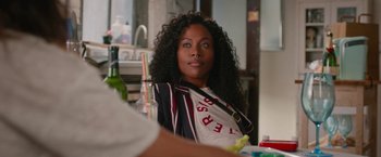 Movie still from “Someone Great” (2019), directed by Jennifer Kaytin Robinson – A woman sitting at a table in front of a mirror; Close Up shot, Over the shoulder angle