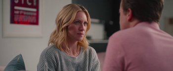 Movie still from “Someone Great” (2019), directed by Jennifer Kaytin Robinson – A woman sitting in front of another woman; Close Up shot, Over the shoulder angle