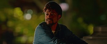 Movie still from “Someone Great” (2019), directed by Jennifer Kaytin Robinson – A person wearing a hat; Close Up shot, Over the shoulder angle