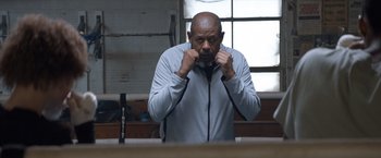 Movie still from “Southpaw” (2015), directed by Antoine Fuqua – Medium shot, Low angle