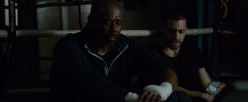 Movie still from “Southpaw” (2015), directed by Antoine Fuqua – Medium shot, Over the shoulder angle