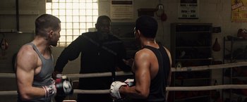 Movie still from “Southpaw” (2015), directed by Antoine Fuqua – Medium shot, Over the shoulder angle