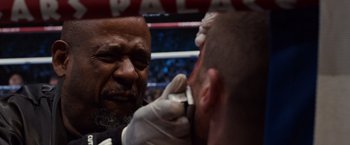 Movie still from “Southpaw” (2015), directed by Antoine Fuqua – Close Up shot, Over the shoulder angle