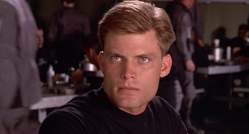 Movie still from “Starship Troopers” (1997), directed by Paul Verhoeven – Close Up shot, Low angle