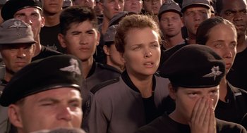 Movie still from “Starship Troopers” (1997), directed by Paul Verhoeven – Close Up shot, High angle