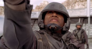 Movie still from “Starship Troopers” (1997), directed by Paul Verhoeven – Close Up shot, Low angle