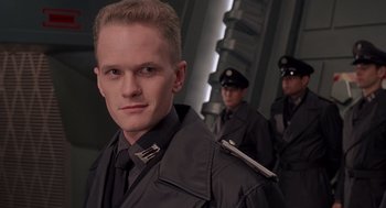 Movie still from “Starship Troopers” (1997), directed by Paul Verhoeven – Close Up shot, Low angle