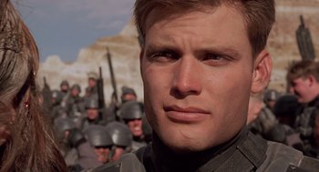 Movie still from “Starship Troopers” (1997), directed by Paul Verhoeven – Close Up shot, Low angle