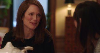 Movie still from “Still Alice” (2014), directed by Richard Glatzer – A person talking to a person; Close Up shot, Over the shoulder angle