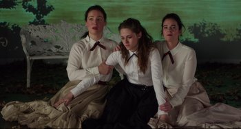 Movie still from “Still Alice” (2014), directed by Richard Glatzer – A group of three women sitting next to each other; Medium shot, High angle