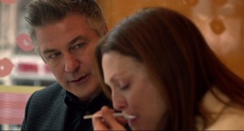 Movie still from “Still Alice” (2014), directed by Richard Glatzer – A man and a woman sitting next to each other; Close Up shot, Over the shoulder angle