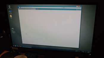 Movie still from “Mr. Robot” (2015), created by Sam Esmail – A computer monitor with a white screen on it; Extreme Close Up shot, Low angle
