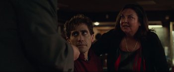 Movie still from “Stronger” (2017), directed by David Gordon Green – A man is looking at a woman in a restaurant; Close Up shot, Over the shoulder angle