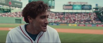 Movie still from “Stronger” (2017), directed by David Gordon Green – A baseball player with a crowd in the background; Close Up shot, Over the shoulder angle