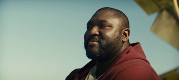Movie still from “Sweet Tooth” (2021), created by Jim Mickle – A person with a beard; Close Up shot, Low angle