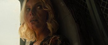 Movie still from “Texas Chainsaw Massacre” (2022), directed by David Blue Garcia – A person with blood all over their face; Close Up shot, Low angle