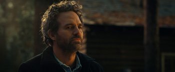 Movie still from “The Adam Project” (2022), directed by Shawn Levy – A person with a beard; Close Up shot, Over the shoulder angle