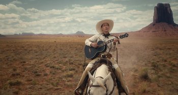 Movie still from “The Ballad of Buster Scruggs” (2018), directed by Joel Coen – Wide shot, Low angle