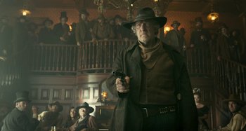 Movie still from “The Ballad of Buster Scruggs” (2018), directed by Joel Coen – Medium shot, Low angle
