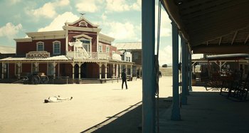 Movie still from “The Ballad of Buster Scruggs” (2018), directed by Joel Coen – Extreme Wide shot, Low angle