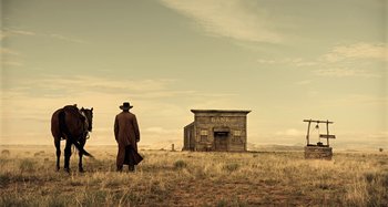 Movie still from “The Ballad of Buster Scruggs” (2018), directed by Joel Coen – Extreme Wide shot, Low angle