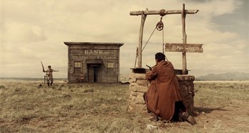 Movie still from “The Ballad of Buster Scruggs” (2018), directed by Joel Coen – Wide shot, Low angle