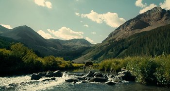 Movie still from “The Ballad of Buster Scruggs” (2018), directed by Joel Coen – Extreme Wide shot, High angle