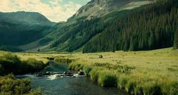 Movie still from “The Ballad of Buster Scruggs” (2018), directed by Joel Coen – Extreme Wide shot, High angle