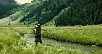 Movie still from “The Ballad of Buster Scruggs” (2018), directed by Joel Coen – Wide shot, High angle
