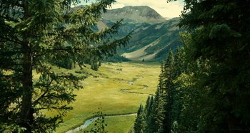 Movie still from “The Ballad of Buster Scruggs” (2018), directed by Joel Coen – Extreme Wide shot, High angle