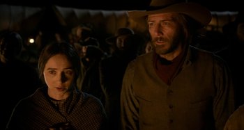 Movie still from “The Ballad of Buster Scruggs” (2018), directed by Joel Coen – Medium shot, Over the shoulder angle