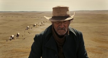 Movie still from “The Ballad of Buster Scruggs” (2018), directed by Joel Coen – Medium shot, Over the shoulder angle