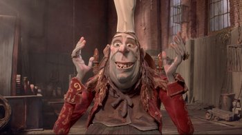 Movie still from “The Boxtrolls” (2014), directed by Anthony Stacchi – A character from the movie shrek; Medium shot, Low angle