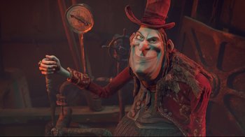 Movie still from “The Boxtrolls” (2014), directed by Anthony Stacchi – A character in a cartoon; Medium shot, Over the shoulder angle