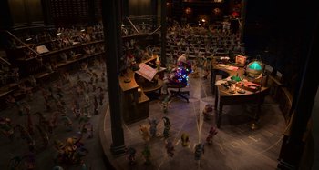 Movie still from “The Christmas Chronicles” (2018), directed by Clay Kaytis – A room filled with lots and lots and lots of toys; Extreme Wide shot, High angle