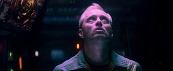 Movie still from “The Cloverfield Paradox” (2018), directed by Julius Onah – A person looking up at the sky; Close Up shot, Low angle