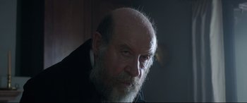 Movie still from “Mr. Turner” (2014), directed by Mike Leigh – An older man with a beard and a mustache; Close Up shot, Low angle