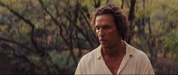 Movie still from “Mud” (2012), directed by Jeff Nichols – A person with long hair; Close Up shot, Over the shoulder angle
