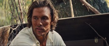 Movie still from “Mud” (2012), directed by Jeff Nichols – A person wearing a white shirt; Close Up shot, Over the shoulder angle