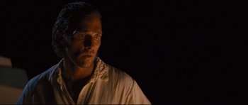 Movie still from “Mud” (2012), directed by Jeff Nichols – A person wearing a white shirt; Close Up shot, Over the shoulder angle