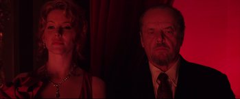 Movie still from “The Departed” (2006), directed by Martin Scorsese – A man and a woman in a dark room; Close Up shot, Low angle